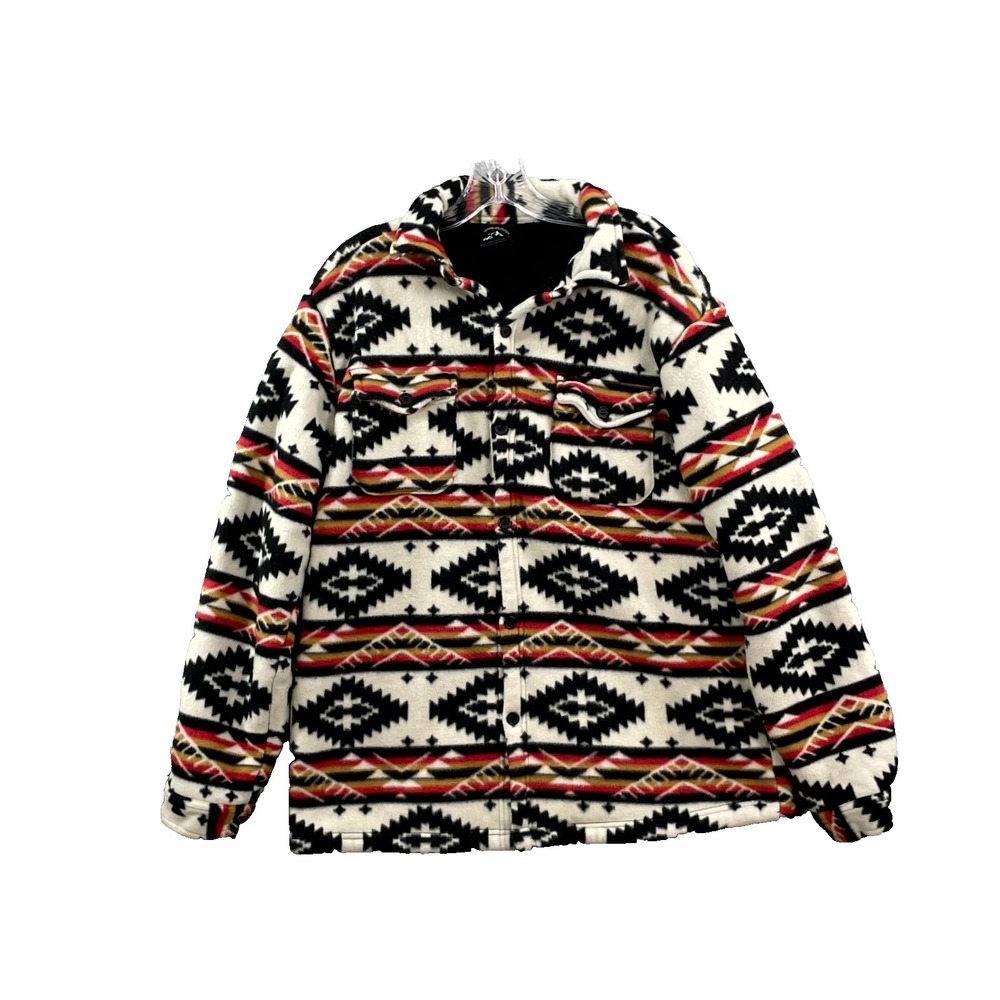 Original Deluxe Supply Fleece Shirt Jacket Men XL Aztec Southwest Tribal Outdoor